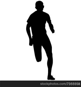 Silhouettes Runners sprint men on white background.. Silhouettes Runners sprint men on white background