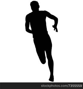 Silhouettes Runners sprint men on white background.. Silhouettes Runners sprint men on white background