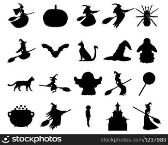 Silhouettes set for Halloween party, vector illustration. Silhouettes set for Halloween party