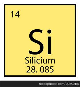 Silicium chemical symbol. Periodic table element. Isolated icon. Yellow background. Vector illustration. Stock image. EPS 10.. Silicium chemical symbol. Periodic table element. Isolated icon. Yellow background. Vector illustration. Stock image.