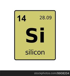 Silicon chemical element of periodic table. Sign with atomic number.