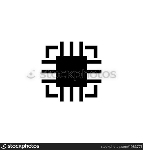 Silicon Microchip, Computer Chip. Flat Vector Icon illustration. Simple black symbol on white background. Silicon Microchip, Computer Chip sign design template for web and mobile UI element. Silicon Microchip, Computer Chip Flat Vector Icon