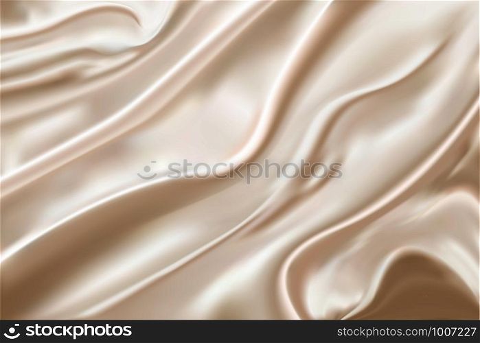 Silk Background. Vector Satin Fabric Wave Texture Material. Smooth Fashion Pattern. Luxury Curtain Drapery Textile. Romantic Weave Flow. Gentle Elegant Shape. Fold Mesh Image.. Silk Background. Vector Satin Fabric Wave Texture.