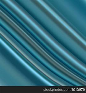 Silk folds cloth. Drapery background. 3d soft satin wave. Abstract smooth luxury curtain. Textile texture pattern design. Elegant silky curve. Royal light blue fold flow material effect. Silk folds cloth. Drapery background. Satin wave