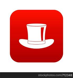 Silk hat icon digital red for any design isolated on white vector illustration. Silk hat icon digital red