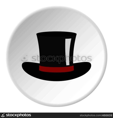 Silk hat icon in flat circle isolated on white background vector illustration for web. Silk hat icon circle