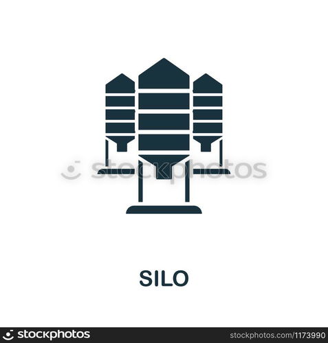 Silo vector icon illustration. Creative sign from farm icons collection. Filled flat Silo icon for computer and mobile. Symbol, logo vector graphics.. Silo vector icon symbol. Creative sign from farm icons collection. Filled flat Silo icon for computer and mobile