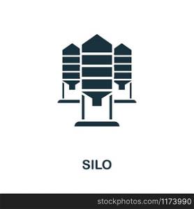 Silo vector icon illustration. Creative sign from farm icons collection. Filled flat Silo icon for computer and mobile. Symbol, logo vector graphics.. Silo vector icon symbol. Creative sign from farm icons collection. Filled flat Silo icon for computer and mobile