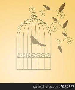 Siluet bird in a cage