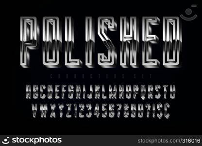 Silver 3d polished font, gold letters and numbers. Swatch color control. Silver 3d polished font, gold letters and numbers