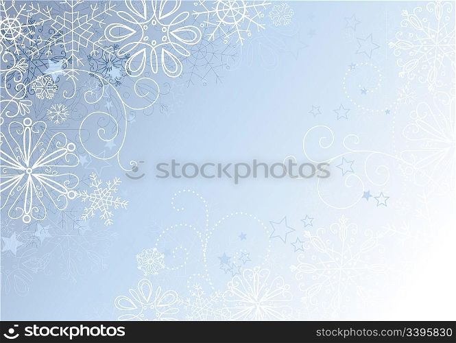 Silver and Blue christmas background with snowflakes, vector illustration