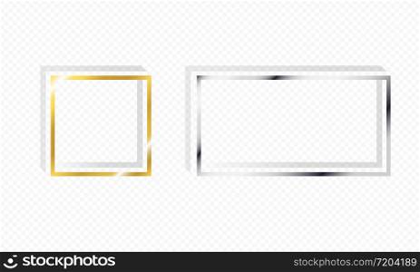 Silver and gold shiny glowing frames flat design symbol isolated background. Vector EPS 10. Silver and gold shiny glowing frames flat design symbol isolated background. Vector EPS 10.