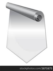 Silver arrow sticker with peeling corners. Vector illustration . Sticker