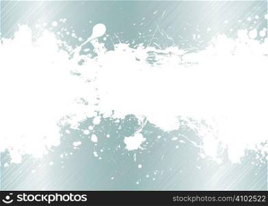 Silver brushed metal background with white ink splat banner