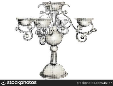 silver candelabrum isolated on the white background