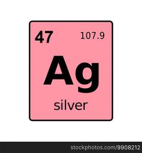 Silver chemical element of periodic table. Sign with atomic number.