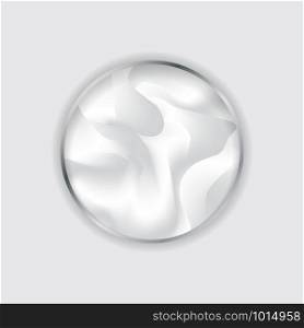 Silver circle frame in fluid white background and texture. Framework liquid. You can use for cover template design, brochure, poster, banner web, print, presentation, etc. Vector illustration