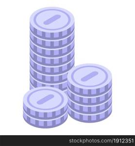 Silver coin stack icon isometric vector. Money currency. Pound treasure. Silver coin stack icon isometric vector. Money currency