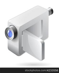 Silver compact video camera. Vector illustration.