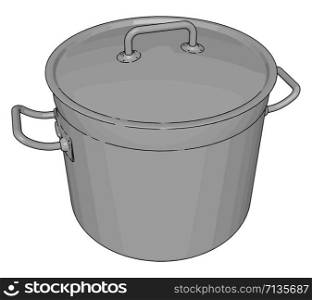Silver cookware, illustration, vector on white background.