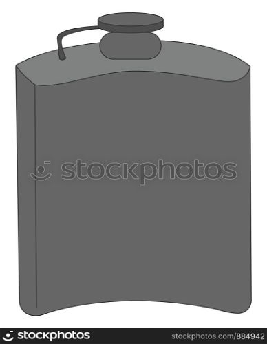 Silver flask, illustration, vector on white background.