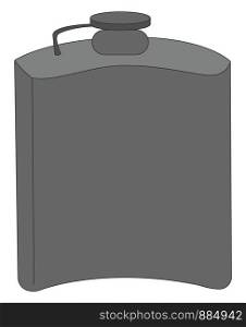Silver flask, illustration, vector on white background.