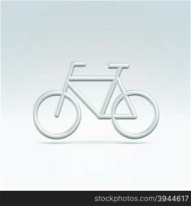 Silver glossy realistic bicycle icon hanging in space closeup studio shot