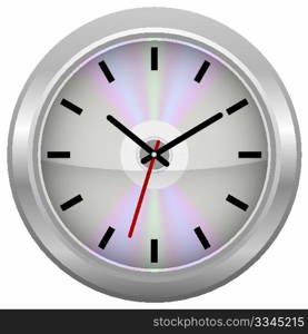 Silver / Grey Wall Clock With Compact Disc on Clock-Face