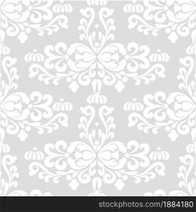 Silver islamic ornament seamless pattern. Decorative texture oriental ornament damask. Vintage background. Silver, gray and white color. For fabric, wallpaper, venetian pattern,textile, packaging.. Silver islamic ornament seamless pattern.