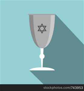Silver judaism cup icon. Flat illustration of silver judaism cup vector icon for web design. Silver judaism cup icon, flat style