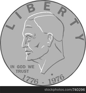Silver liberty coin. Vector illustration.