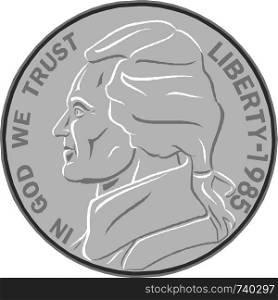 Silver liberty coin. Vector illustration.