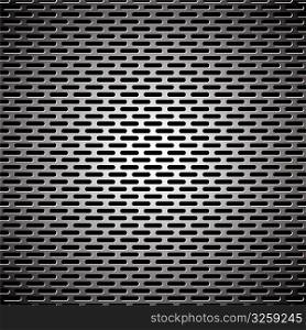 Silver metal background with elongated grill slots and light reflection
