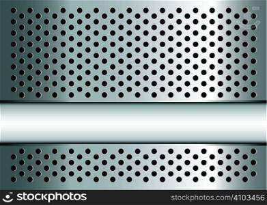 Silver metal background with perforated holes and copy space