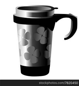 silver metal cup with shamrocks isolated on white