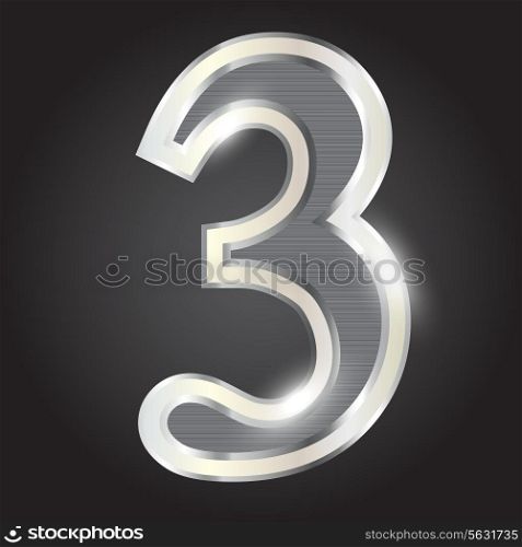 Silver metallic number. Vector illustration. EPS 10.