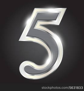 Silver metallic number. Vector illustration. EPS 10.