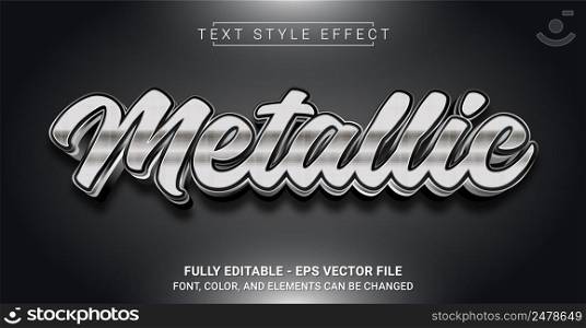 Silver Metallic Text Style Effect. Editable Graphic Text Template.