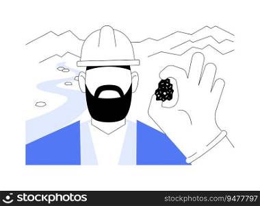Silver mining abstract concept vector illustration. Worker with special equipment deals with silver excavation, mineral raw materials, process of precious metals mining abstract metaphor.. Silver mining abstract concept vector illustration.