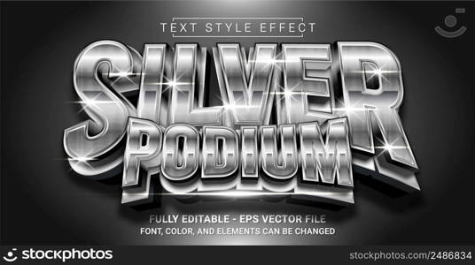 Silver Podium Text Style Effect. Editable Graphic Text Template.
