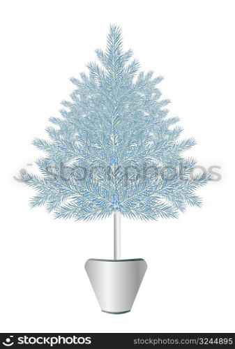 Silver realistic christmas tree, vector illustration