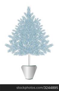 Silver realistic christmas tree, vector illustration