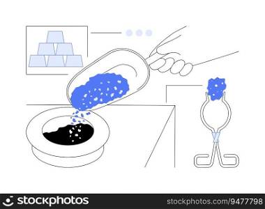 Silver recovery abstract concept vector illustration. Process of silver refinery, raw materials industry, metallurgy sector, precious metals mining, jewellery creation process abstract metaphor.. Silver recovery abstract concept vector illustration.