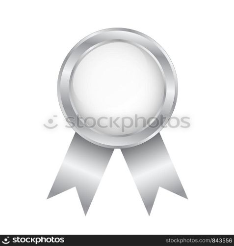 Silver Round Award Badge on White, stock vector illustration