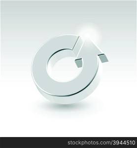 Silver shining metallic turnover icon - business abstract concept