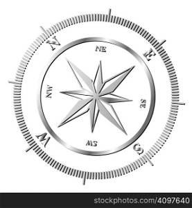 Silver shiny compass rose, vector illustration