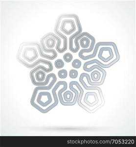 Silver snowflake icon. Silver snowflake icon. Abstract winter symbol. Decorative element for brochure, flyer, greeting card. Vector illustration.
