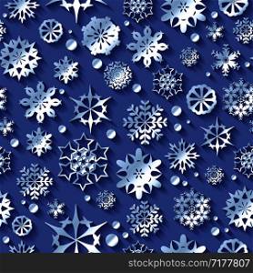 Silver snowflakes seamless vector pattern. Texture for wallpapers, pattern fills, web page backgrounds