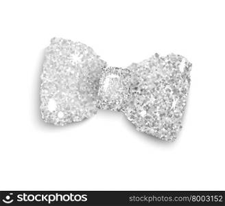 Silver sparkling glitter decorated bow, trendy fashion accessory