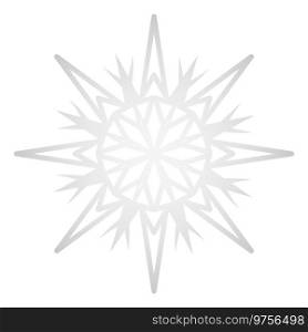 Silver star. Decorative snowflake. Cold season symbol isolated on white background. Silver star. Decorative snowflake. Cold season symbol